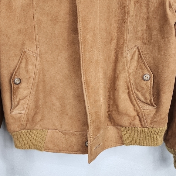 Vintage Cresco Leather Tan Bomber Jacket Size 46 - Picture 13 of 16
